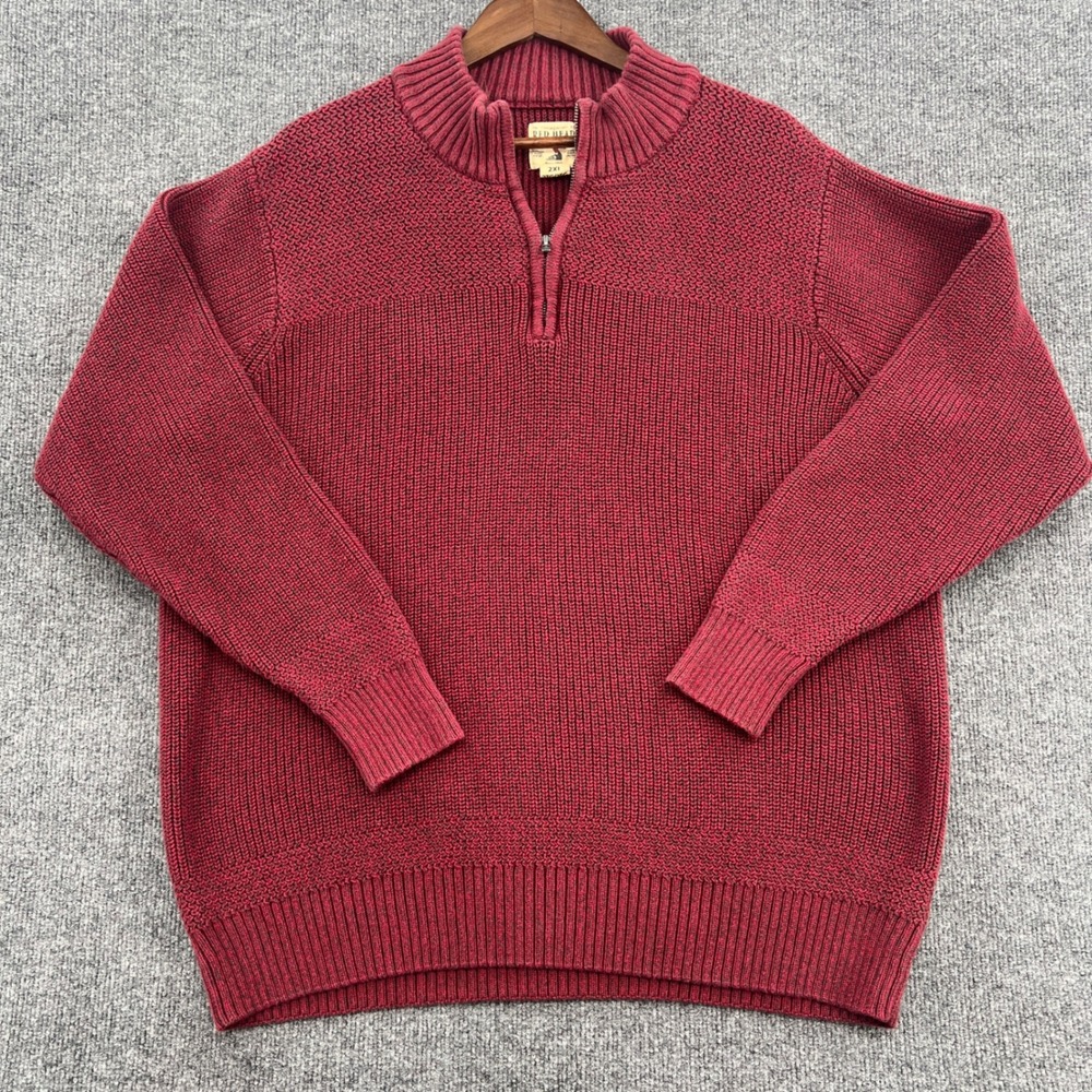 Red Head Quarter Zip Pullover Mens 2XL‎ Red Heavy Knit Fisherman Cabin Heritage
